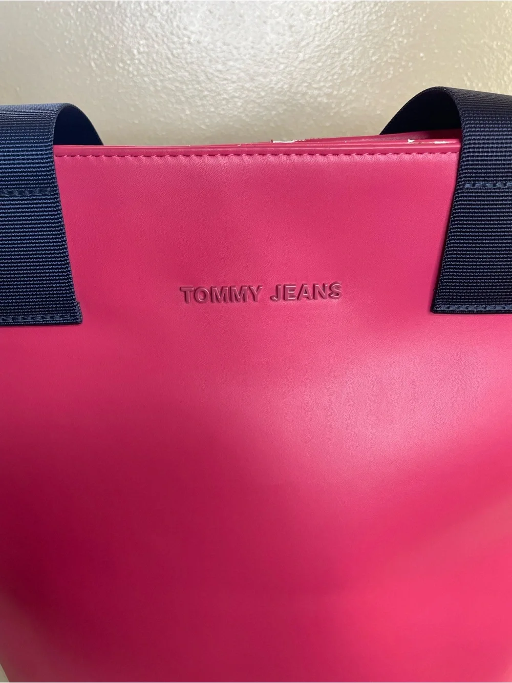 Tommy Jeans Bright Pink Tote with blue Handles